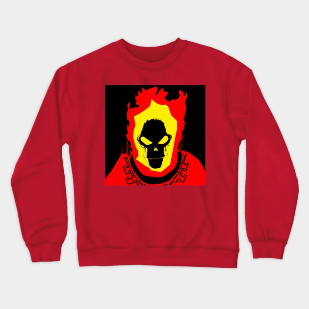 skull in hell fire Crewneck Sweatshirt by jorge_lebeau